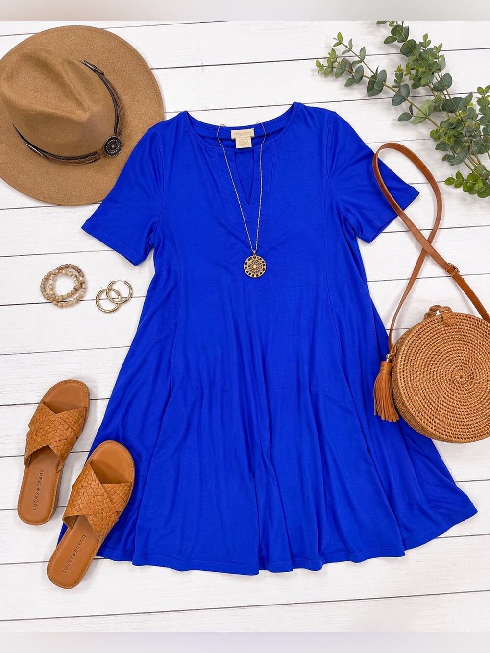 CHICO’S Royal Blue Swing T Shirt Dress Size Medium New!